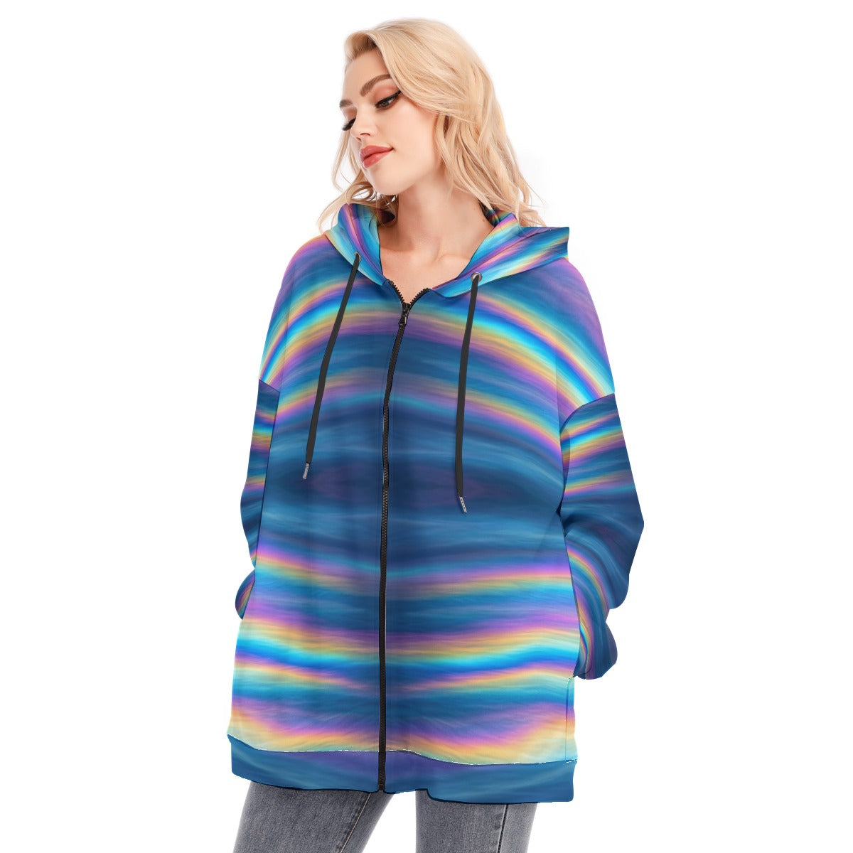 Women's Long Hoodie With Zipper Closure