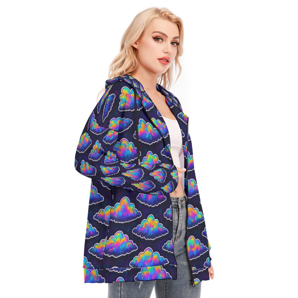 Women's Long Hoodie With Zipper Closure