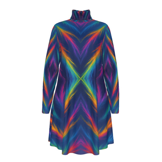 Women's High Neck Dress With Long Sleeve