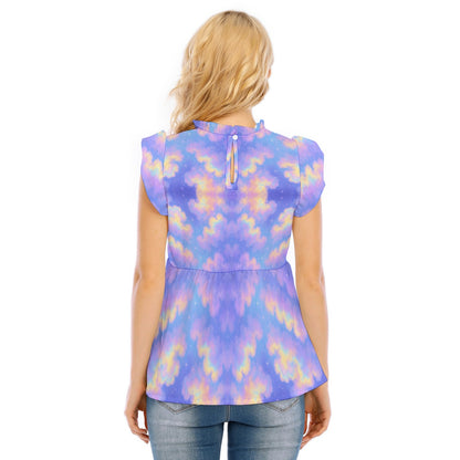 Women's Blouse With Lotus Leaf Lace