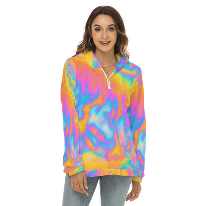 Women's Borg Fleece Hoodie With Half Zip