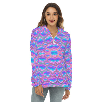 Women's Borg Fleece Hoodie With Half Zip