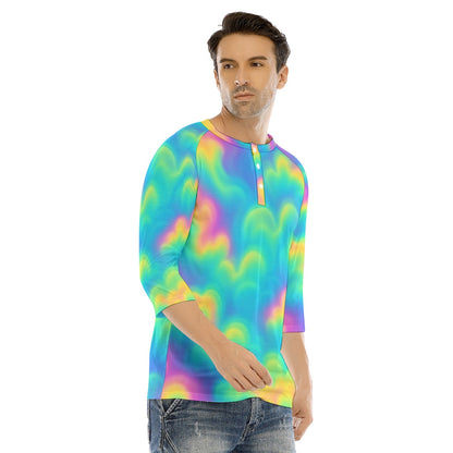 Men's Bracelet Sleeve T-shirt With Button Closure