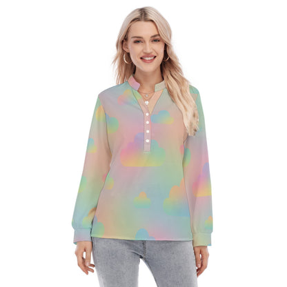 Women's Long Sleeve Blouse With Button Closure
