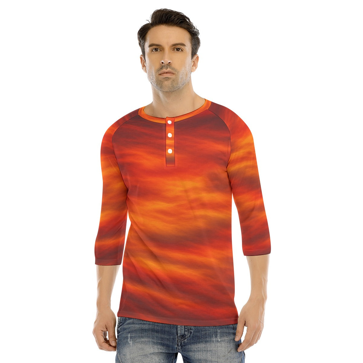 Men's Bracelet Sleeve T-shirt With Button Closure - view 1