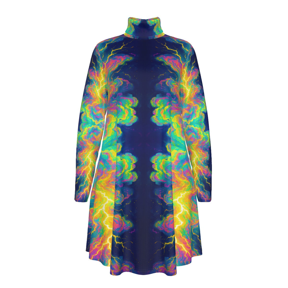 Women's High Neck Dress With Long Sleeve