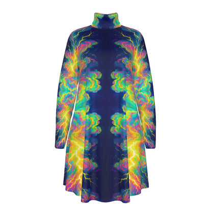 Women's High Neck Dress With Long Sleeve