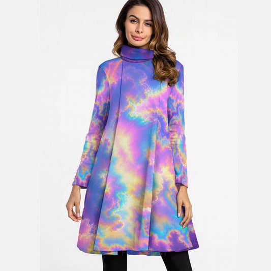 Women's High Neck Dress With Long Sleeve