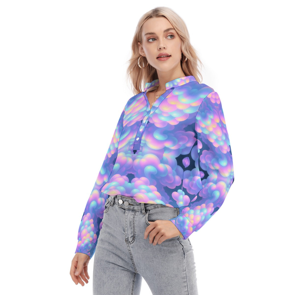 Women's Long Sleeve Blouse With Button Closure