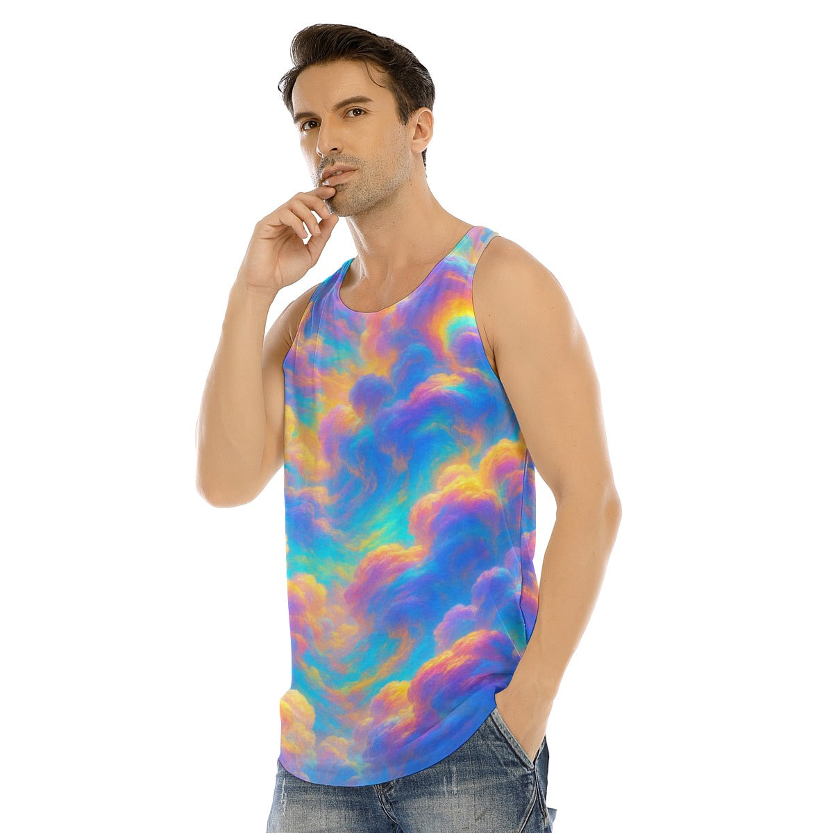 Men's Curved Hem Long Tank Top
