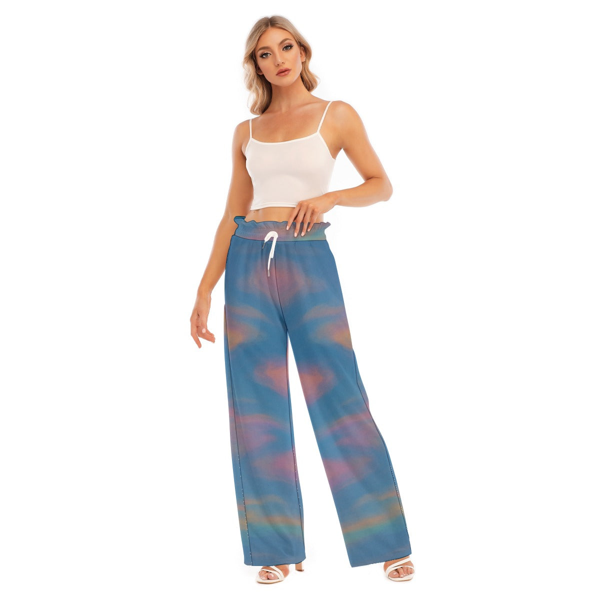 Women's Waist Fungus Edge Wide-leg Pants