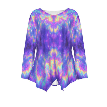 Women's V-neck T-shirt With Irregular Hem