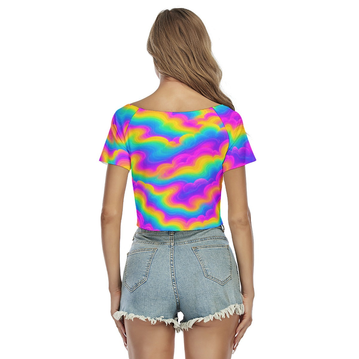 Women's Raglan Drawstring Front Crop Tee