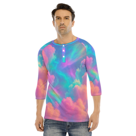 Men's Bracelet Sleeve T-shirt With Button Closure - view 1