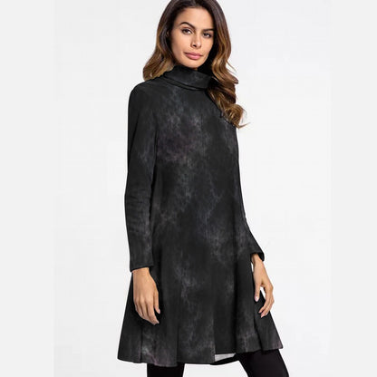 Women's High Neck Dress With Long Sleeve