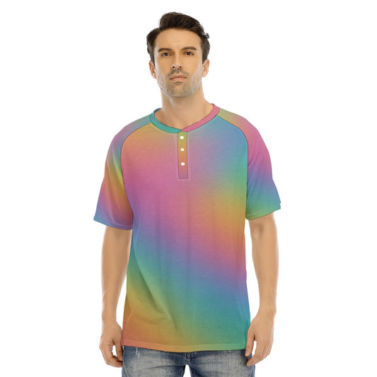 Men's Raglan Sleeve T-shirt With Button Closure