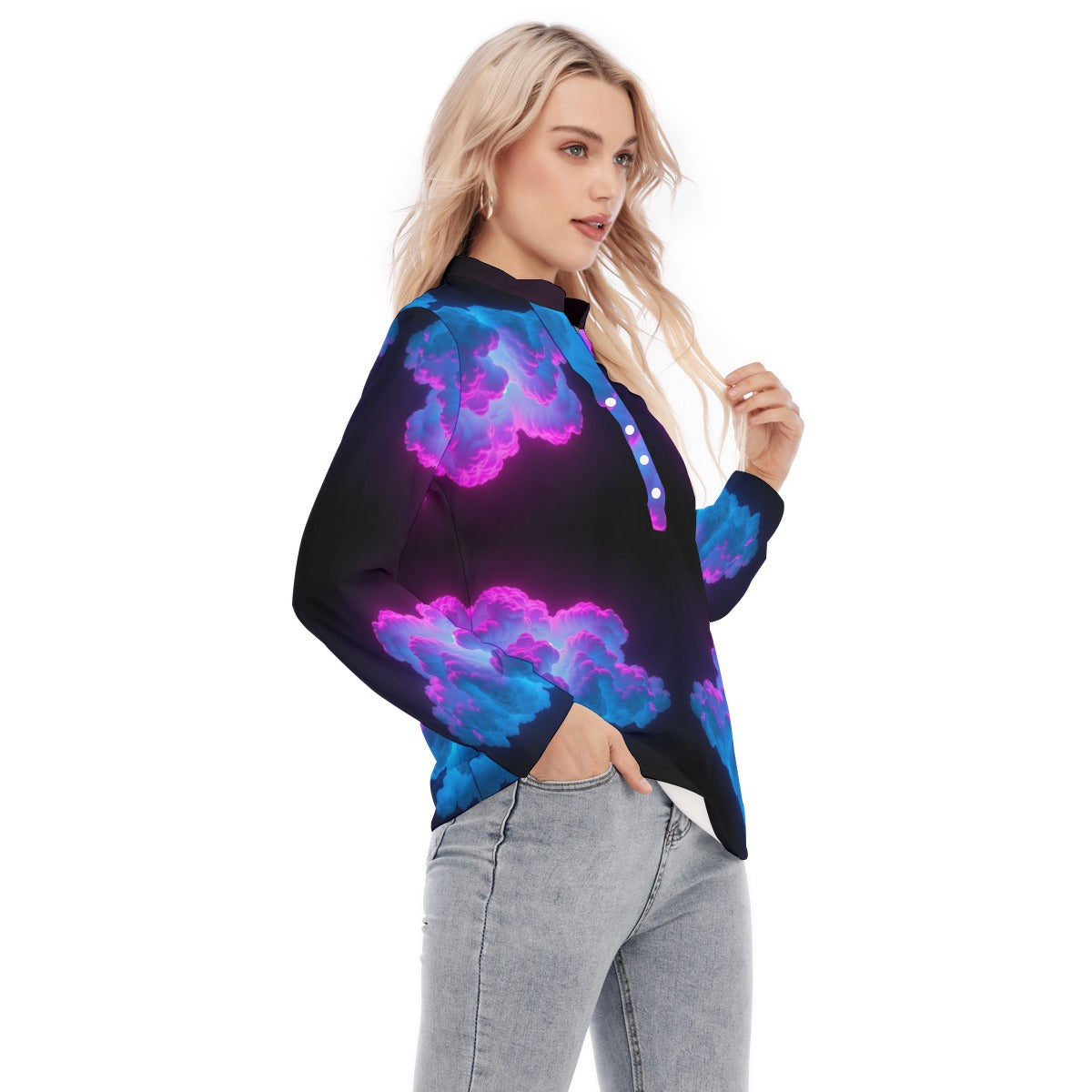 Women's Long Sleeve Blouse With Button Closure