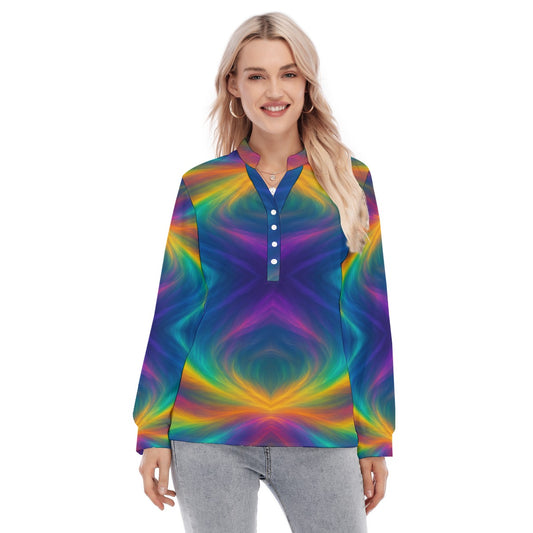 Women's Long Sleeve Blouse With Button Closure