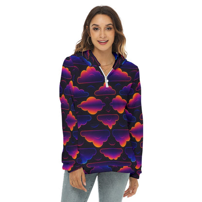 Women's Borg Fleece Hoodie With Half Zip