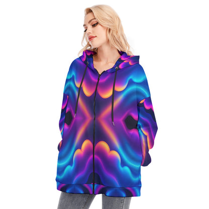 Women's Long Hoodie With Zipper Closure