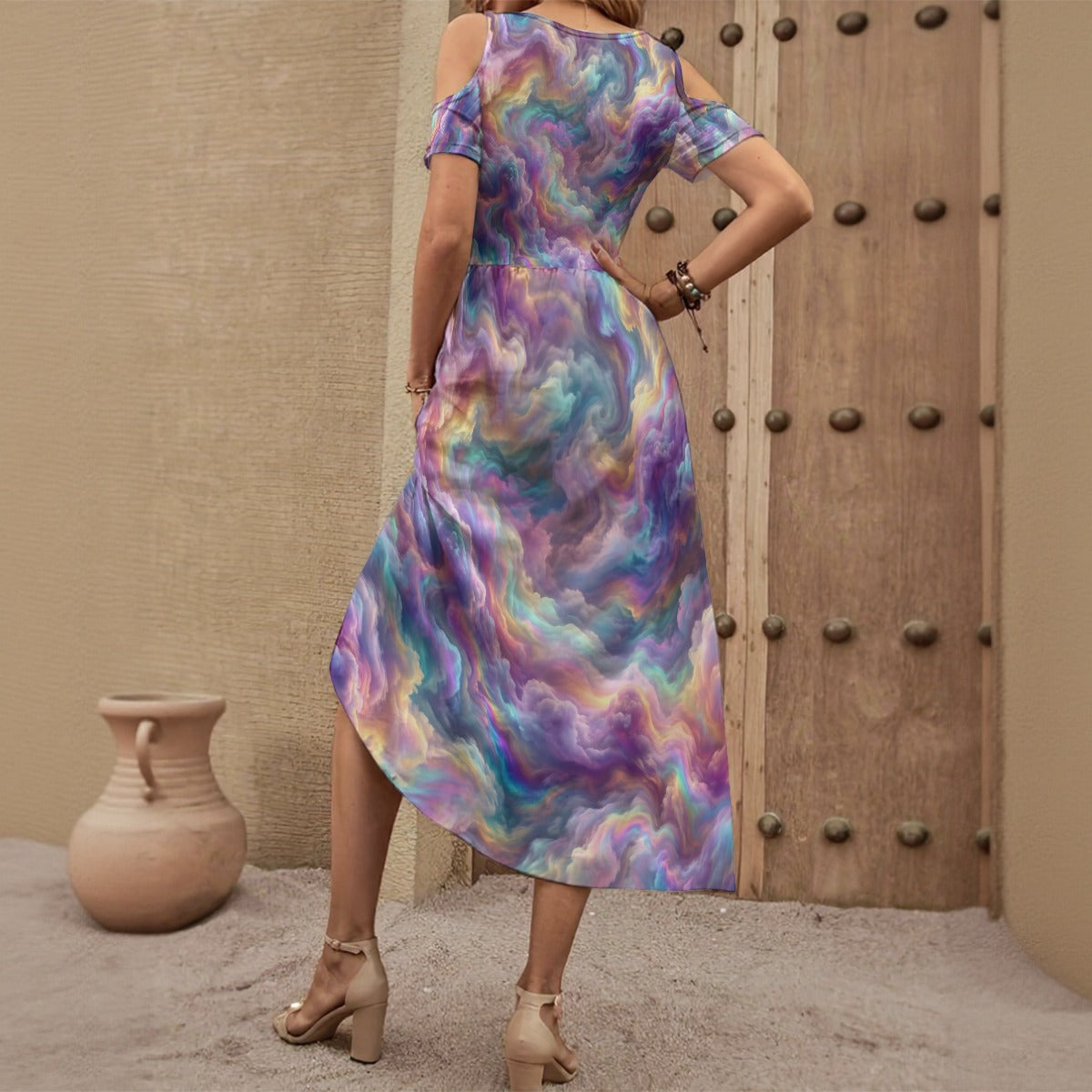 Women's V-neck Off-shoulder Dress
