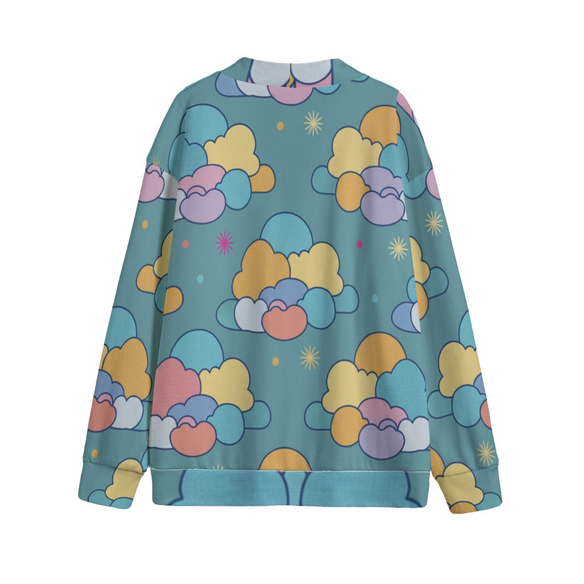 Unisex V-neck Knitted Fleece Cardigan With Button Closure