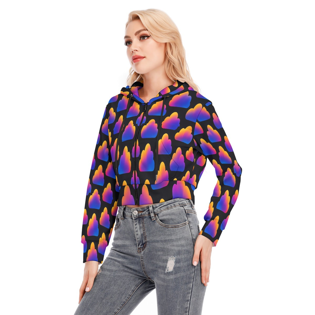 Women's Crop Top Hoodie With Zipper Closure