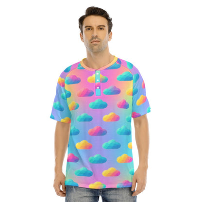Men's Raglan Sleeve T-shirt With Button Closure