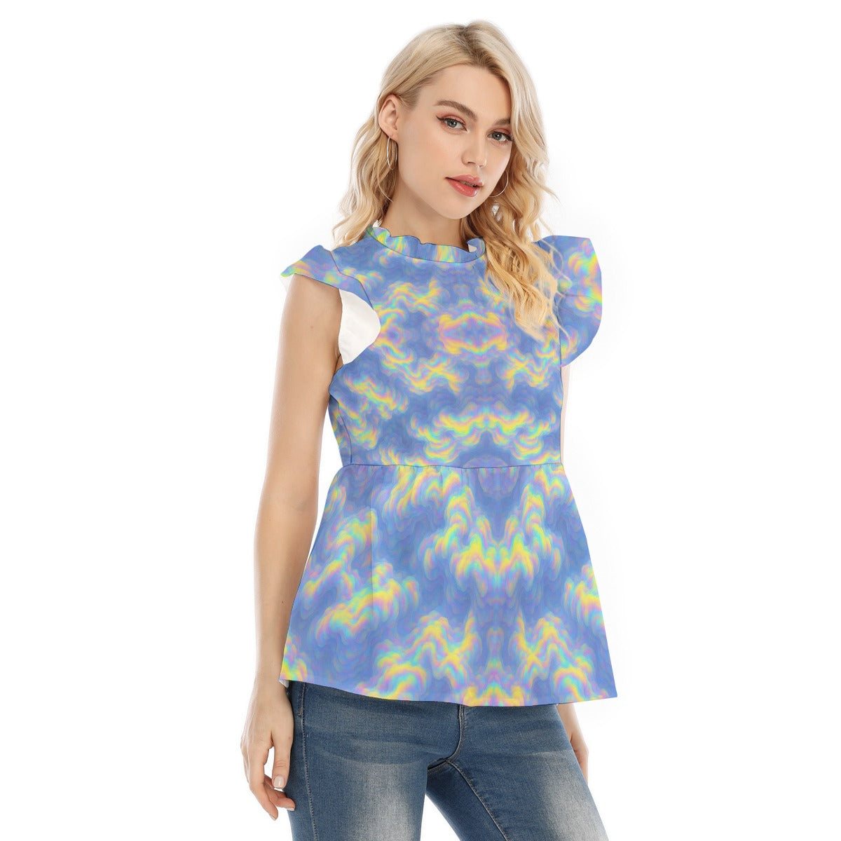 Women's Blouse With Lotus Leaf Lace