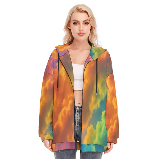 Women's Long Hoodie With Zipper Closure