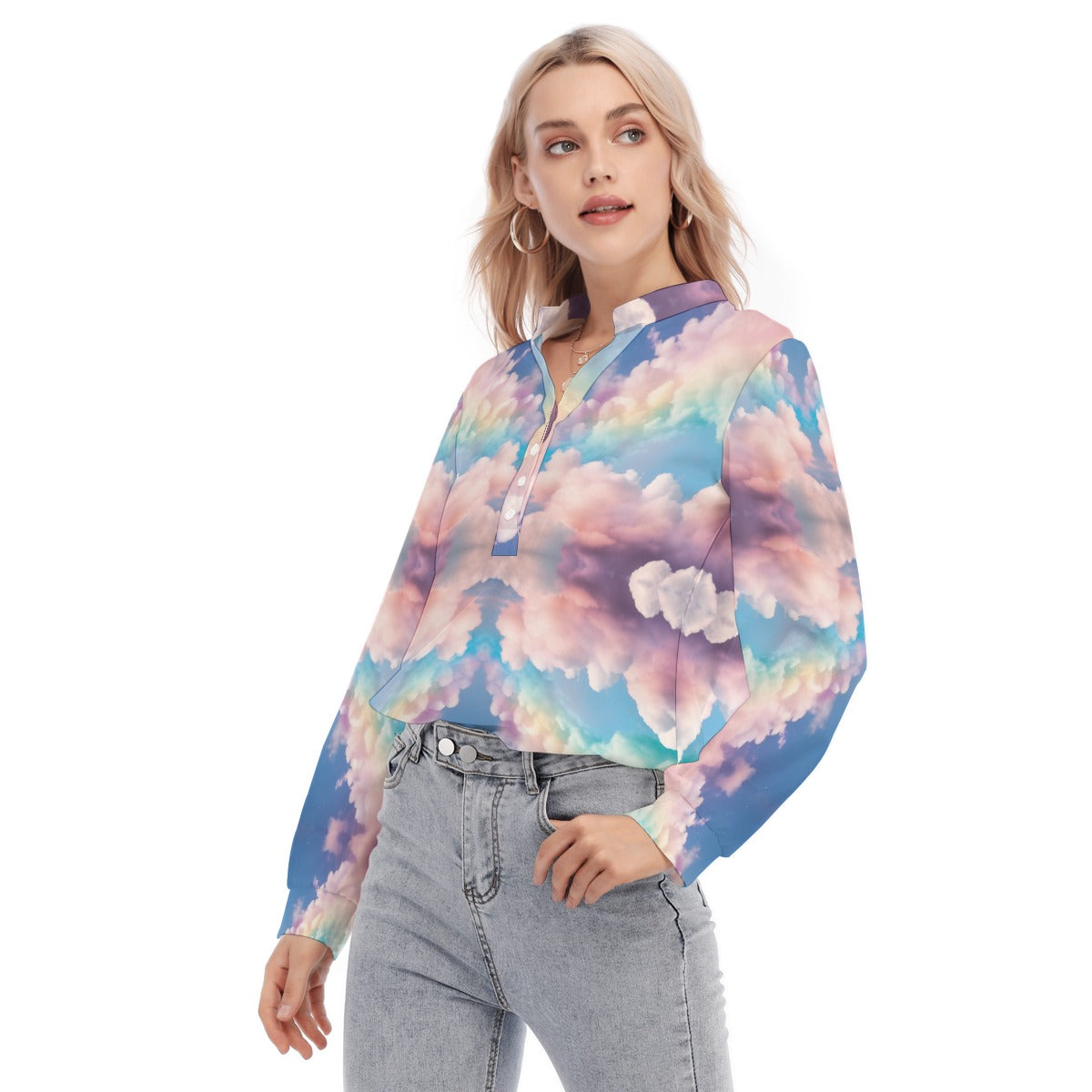 Women's Long Sleeve Blouse With Button Closure