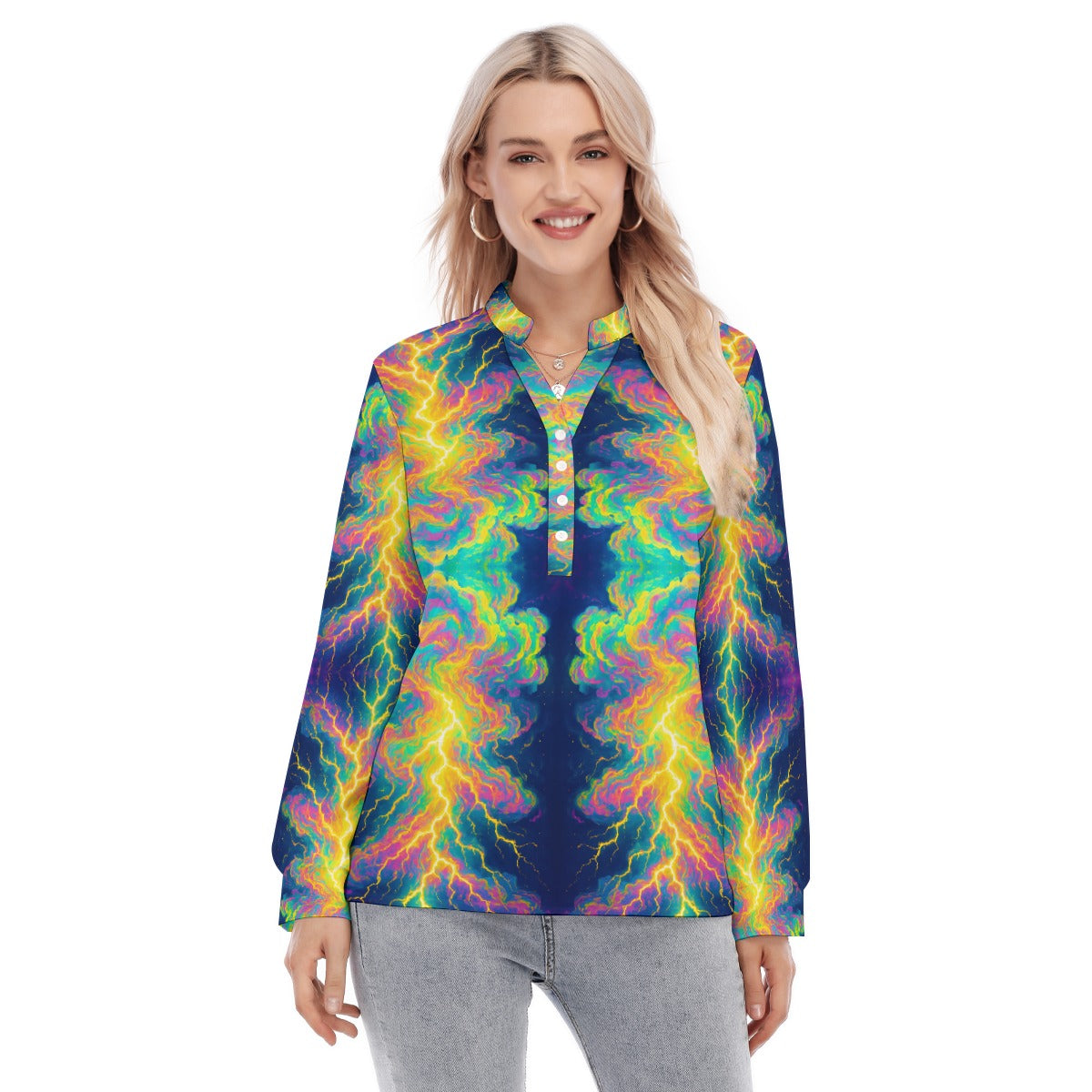 Women's Long Sleeve Blouse With Button Closure