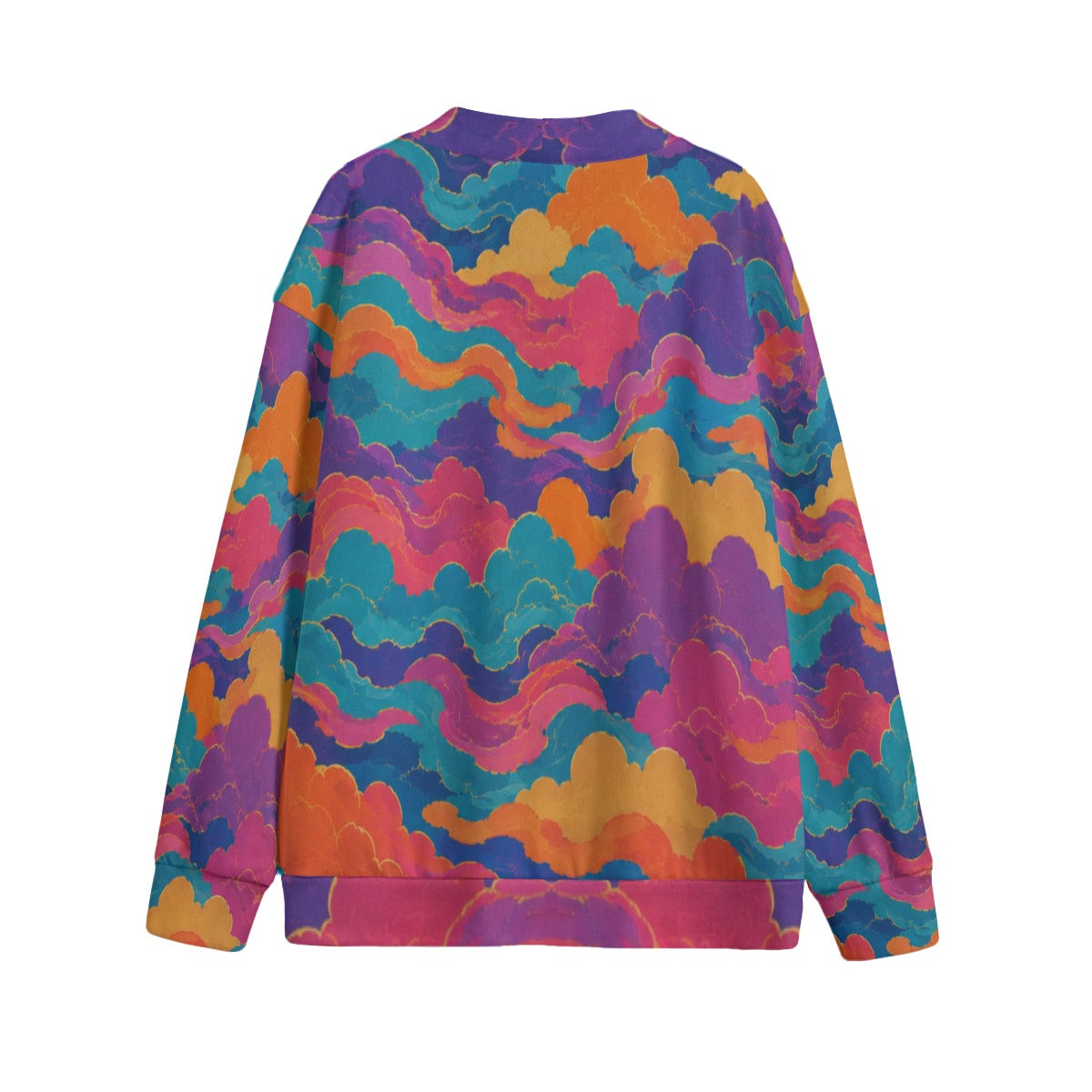 Unisex V-neck Knitted Fleece Cardigan With Button Closure