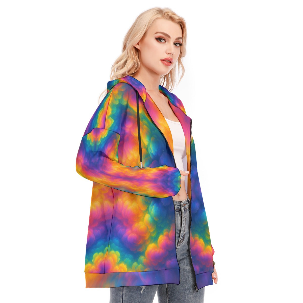 Women's Long Hoodie With Zipper Closure