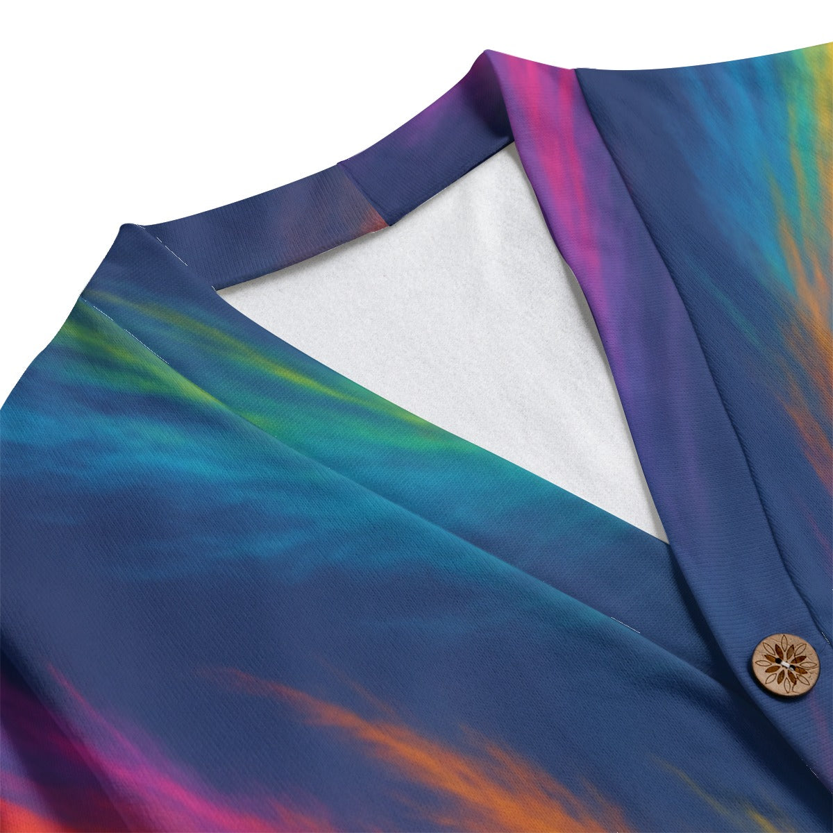 Unisex V-neck Knitted Fleece Cardigan With Button Closure