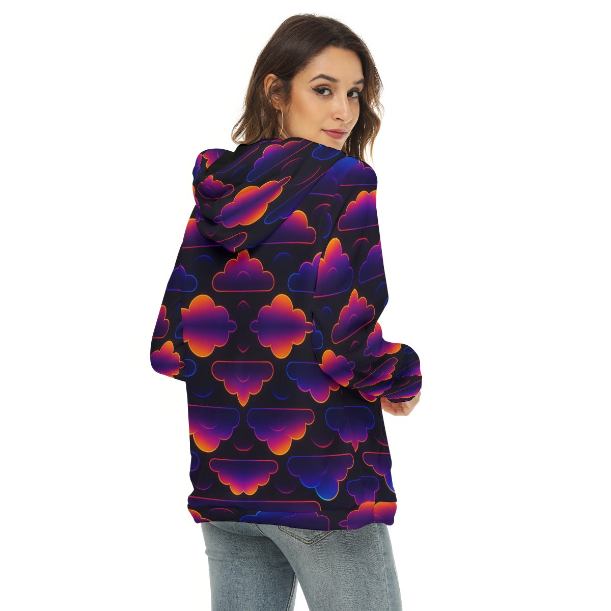 Women's Borg Fleece Hoodie With Half Zip
