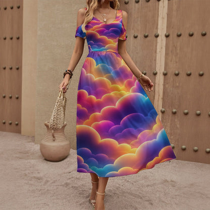 Women's V-neck Off-shoulder Dress