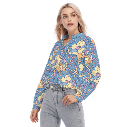 Women's Long Sleeve Blouse With Button Closure