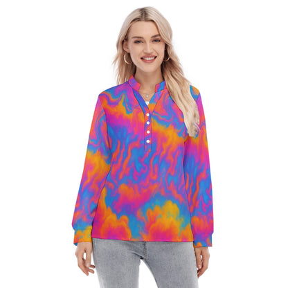 Women's Long Sleeve Blouse With Button Closure