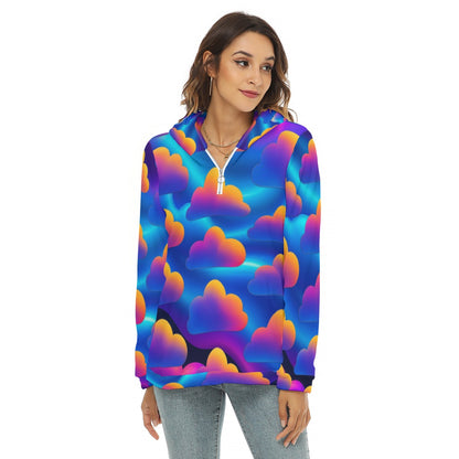 Women's Borg Fleece Hoodie With Half Zip