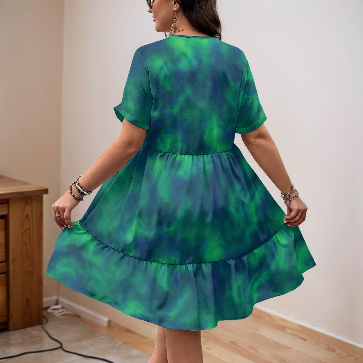 Unisex Women’s Floral V-Neck Short Sleeve Dress