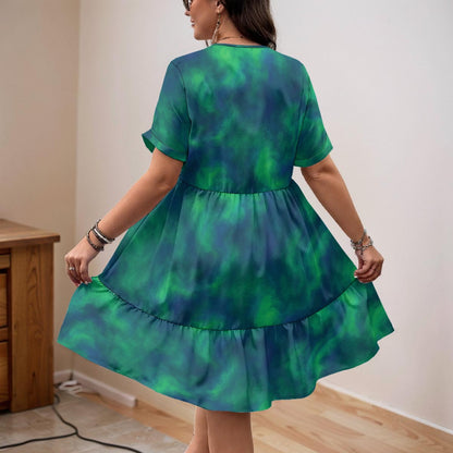 Unisex Women’s Floral V-Neck Short Sleeve Dress