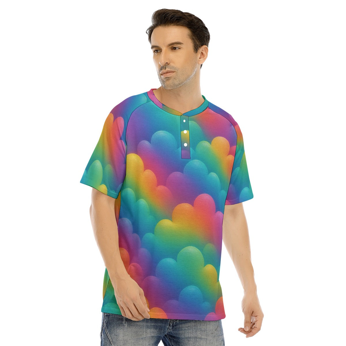 Men's Raglan Sleeve T-shirt With Button Closure