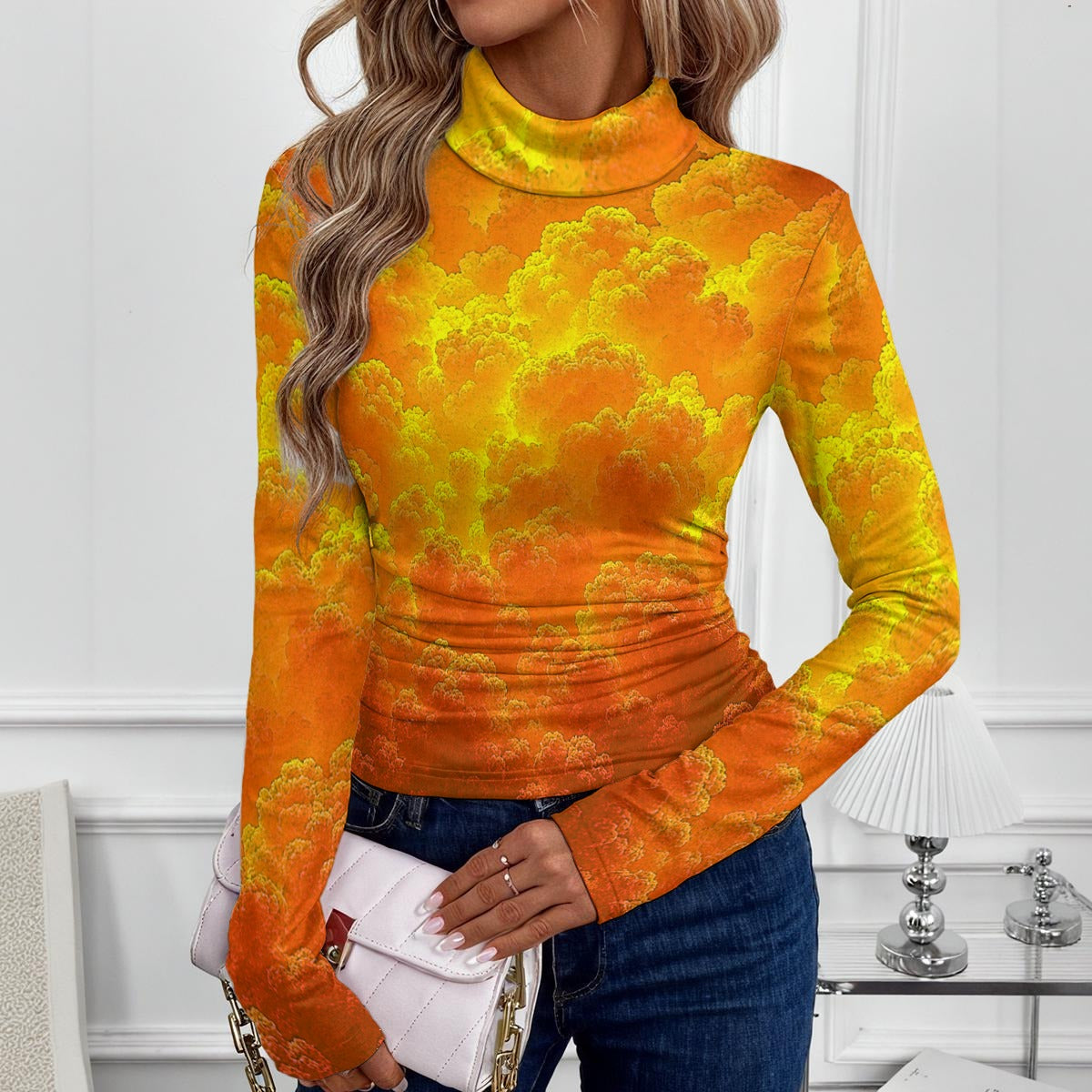 Women's Women's High-Neck Top With Long Sleeve