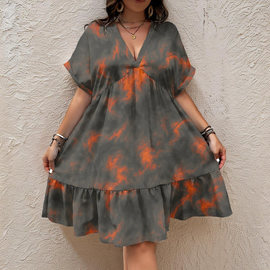 Unisex Women’s Floral V-Neck Short Sleeve Dress