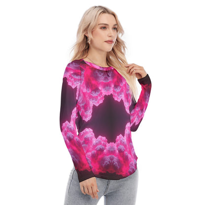 Women's Raglan Sleeves U-Shaped Hem Long Sleeves Blouse