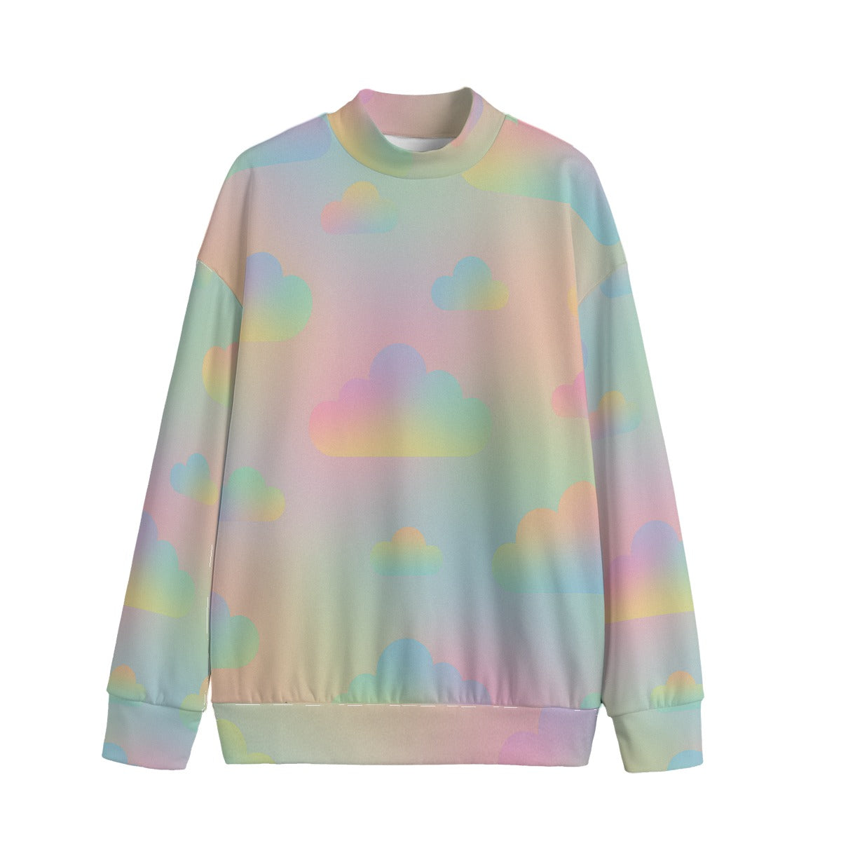 Unisex Mid-high Collar Drop Shoulder Sweatshirt