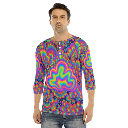 Men's Bracelet Sleeve T-shirt With Button Closure - view 1