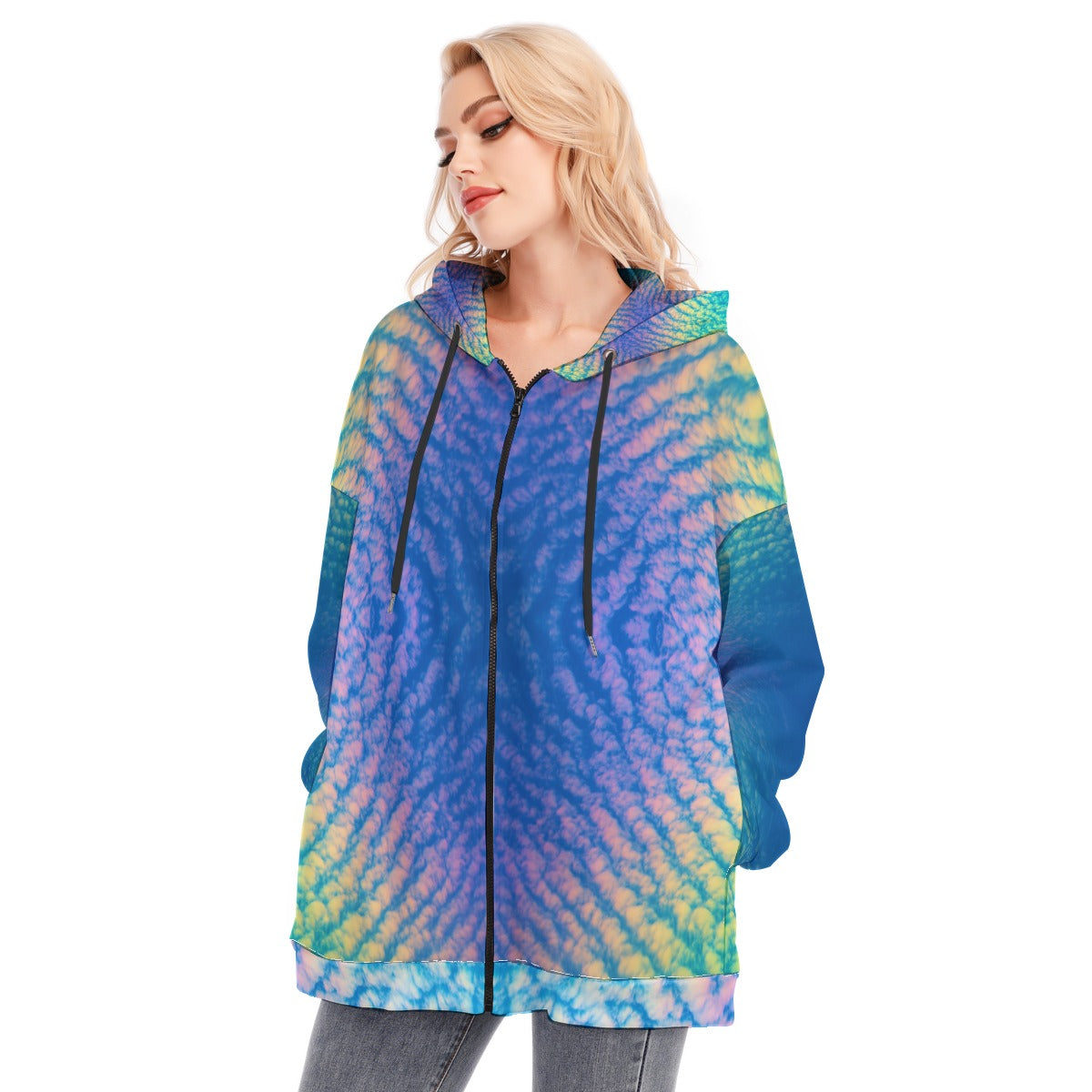 Women's Long Hoodie With Zipper Closure