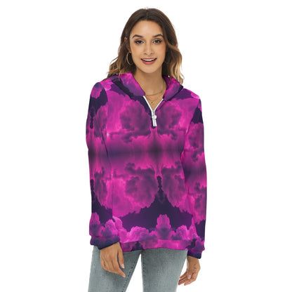 Women's Borg Fleece Hoodie With Half Zip